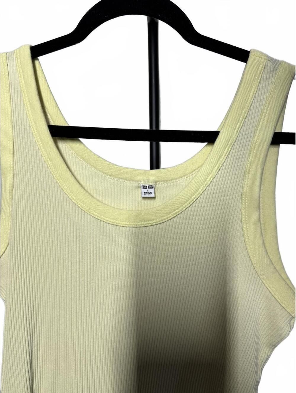 Light Yellow Ribbed Scoop Neck Tank Top